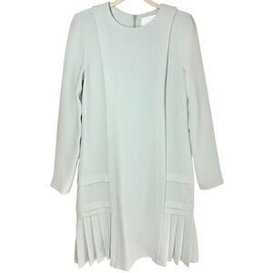 Hugo Boss Dress Womens Size 4 Pleated Long Sleeve Shift Light Blue Green